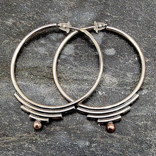 Ignis - Örhängen i Sterlingsilver med Koppardetalj