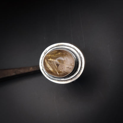 Unik Ring i Sterlingsilver med Guldrutil