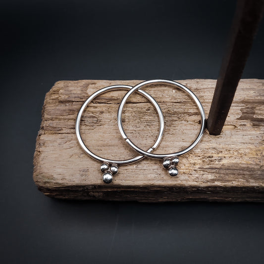 Trio - Creoler i Sterlingsilver med Tre Kulor